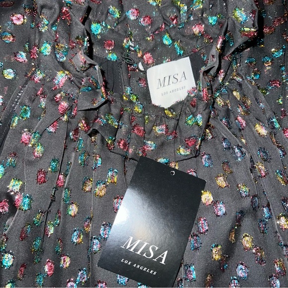 NWT MISA Los Angeles Winona rainbow dot print halter neck dress - Picture 9 of 11